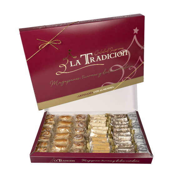 Surtido de mazapanes y turrones de calidad suprema, ideal para disfrutar en Navidad. Dulces tradicionales.